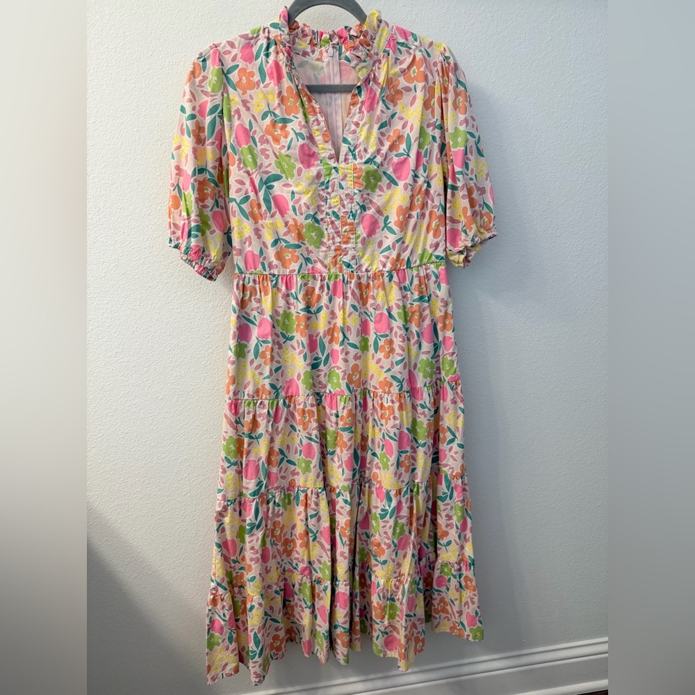 Karlie Floral Midi Dress with Puff Sleeves